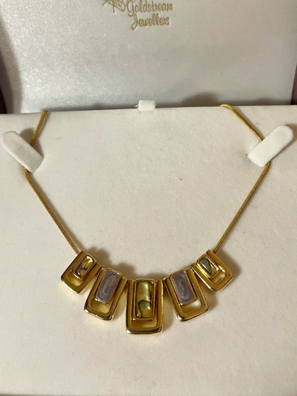 Modern Vintage Gold Tone with Abalone Necklace